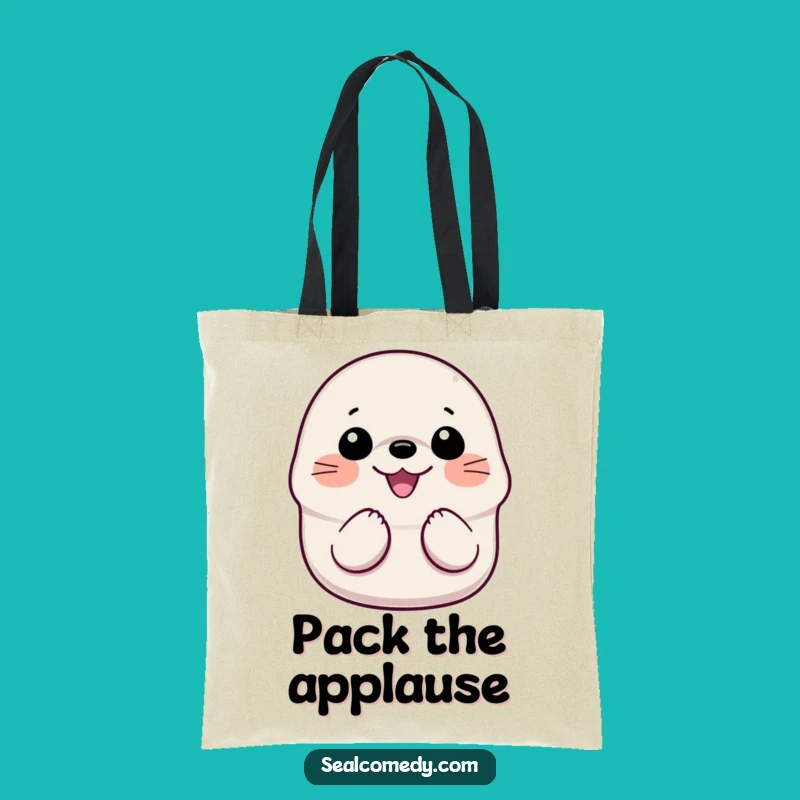 Funny Smiling Seal Tote Bag: Spacious Bag with a Gleeful Sea Mammal - Practical Fun!